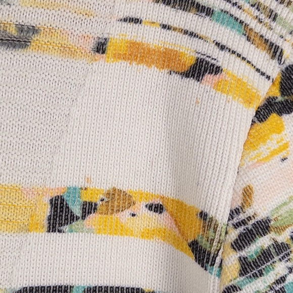 Moth Anthropologie Cardigan Sweater Womens Sz Large Multicolor Floral Stripe Zip - Picture 4 of 11